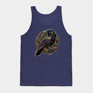 Crow Obsession Embroidered Patch Tank Top